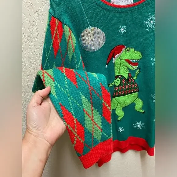 Jolly Sweaters Dinosaur Holiday Sweater - Picture 3 of 8